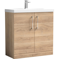 Nuie / nuie Arno Double Door Floor Standing Vanity Unit Bleached Oak 800mm With Slim Edge Basin