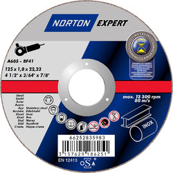 Norton Flat Metal Slitting Disc 125 x 1 x 22.2mm - 44430 - from Toolstation
