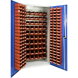Barton Louvred Panel Cabinet with Red Bins 2000 x 1015 x 430mm with 120 TC2 & 60 TC3 Bins