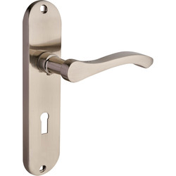 Designer Levers / Capri Door Handles Lock Brushed Nickel