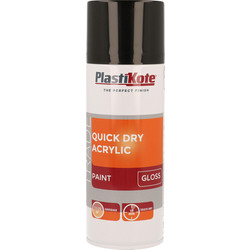 Plastikote Plastikote Quick Dry Acrylic Spray Paint 400ml Black Gloss - 44807 - from Toolstation