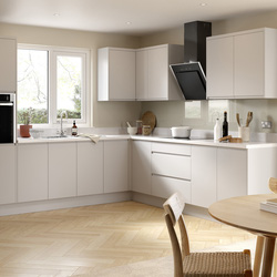 Kitchen Kit Flatpack J-Pull Kitchen Cabinet Breakfast Bar Back Ultra Matt Light Grey