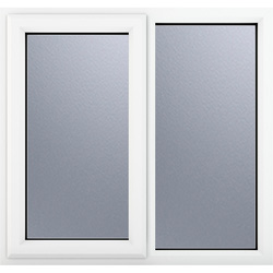 Crystal / Crystal Casement uPVC Window Left Hand Opening Next To a Fixed Light 1190mm x 1115mm Obscure Double Glazing White