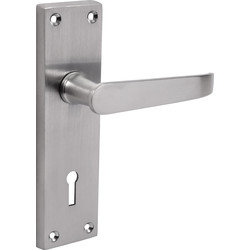 Unbranded Victorian Straight Door Handles Lock Satin - 44995 - from Toolstation