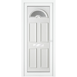 Crystal uPVC Front Door Sunburst Glass Sandringham White Left Hand 920 x 2090mm Obscure Glass 920 x 2090 x 70