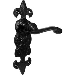 Eclipse / Fleur-De-Lys Cast Iron Door Handles Latch Antique Black