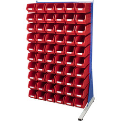 Barton Steel Louvre Panel Adda Stand with Red Bins 1600 x 1000 x 500mm with 60 TC3 Red Bins
