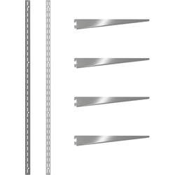 Rothley Krome Twin Slot Shelving Kit 1600mm Uprights (x2) & 320mm Brackets (x4)
