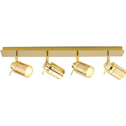 Spa Lighting / Scorpius Brass 4 Light Bar Bathroom Spotlight IP44 GU10 Polished Brass