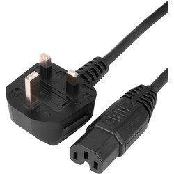 UK Plug To Hot IEC Lead 2m Black 10A