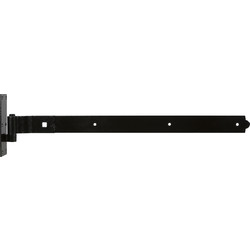 GateMate Premium Black Cranked Band & Hook on Plate 750mm Black on Galvanised