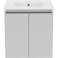 Atlanta Double Door Wall Hung Basin Unit With Basin- Pearl Grey 600mm