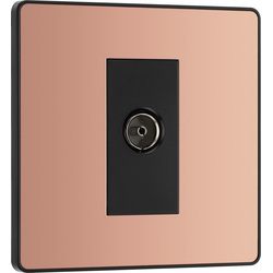 BG Evolve Polished Copper (Black Ins) Single Socket For Tv Or Fm Co-Axial Aerial Connection 