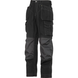 Snickers 3223 Rip-Stop Floorlayer Holster Pocket Trousers 33" L Black/Grey
