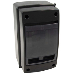 Famatel IP65 Black enclosure c/w E/N bar and Wall mounting brackets. 4 module