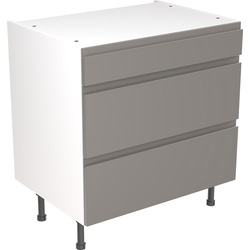Kitchen Kit Flatpack J-Pull Kitchen Cabinet Base 3 Drawer Unit Super Gloss Dust Grey 800mm