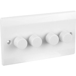 Axiom Axiom Low Profile Push Dimmer Switch 4 Gang 2 Way 250W - 48325 - from Toolstation