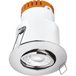 Enlite Enlite E8 Adjustable 8W Dimmable IP20 Fire Rated LED Downlight Polished Chrome 3000K 595lm - 48387 - from Toolstation