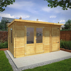 Mercia / Mercia Pent Log Cabin with Side Shed
