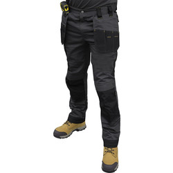 DeWalt / DeWalt Aspen Ripstop Stretch Holster Pocket Trousers Grey/Black 38" S
