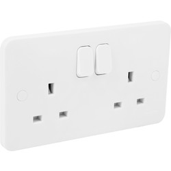 Schneider Electric / Schneider Electric Lisse Switched Socket 2 Gang Single Pole