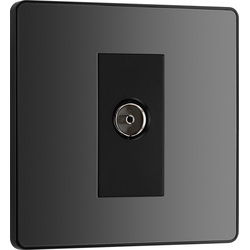 BG Evolve Black Chrome (Black Ins) Single Socket For Tv Or Fm Co-Axial Aerial Connection 