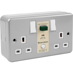 Unbranded SafetySure RCD Socket Metalclad 2G 13A 30mA Switched - 49140 - from Toolstation