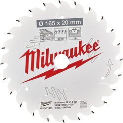 Milwaukee / Milwaukee Cordless Circular Saw Blade 165 x 20mm 24T