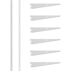 Rothley White Twin Slot Shelving Kit 1980mm Uprights (x2) & 220mm Brackets (x6)