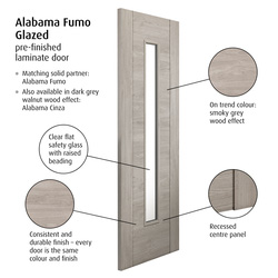 Alabama Fumo Clear Glazed Laminate Internal Door