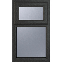 Crystal / Crystal Casement uPVC Window Top Hung Opening Over Fixed Light 905mm x 965mm Obscure Double Glazing Grey/White