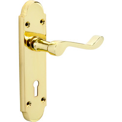 Eclipse Beaufort Door Handles Lock Brass - 49886 - from Toolstation