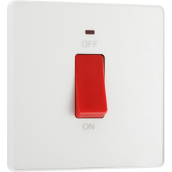 BG Evolve Pearlescent White (White Ins) 45A Square Switch, Double Pole With Led Power Indicator 