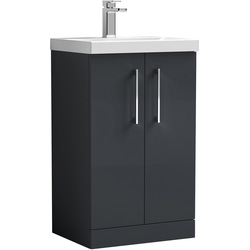 Nuie / nuie Arno Double Door Floor Standing Vanity Unit Soft Black 500mm With Slim Edge Basin