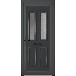 Crystal uPVC Front Door 4 panel 2 Glass Kensington Grey/White Right Hand 920 x 2090mm Obscure Glass 920 x 2090 x 70