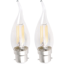 Meridian Lighting LED Filament Flame Tip Candle Lamp 4W BC (B22d) 450lm - 50487 - from Toolstation
