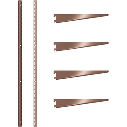 Rothley Antique Copper Twin Slot Shelving Kit 1220mm Uprights (x2) & 220mm Brackets (x4)
