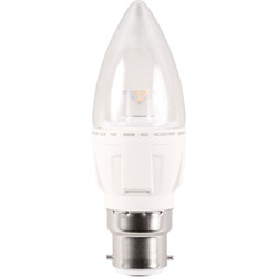 Meridian Lighting LED 5W Dimmable Clear Candle Lamp BC (B22d) 400lm - 50693 - from Toolstation