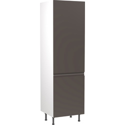 Kitchen Kit Flatpack J-Pull Kitchen Cabinet Tall Fridge & Freezer 70/30 Unit Super Gloss Graphite 600mm