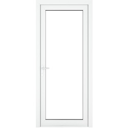 Crystal uPVC Single Door Full Glass Right Hand Open In 890mm x 2090mm Clear Triple Glazed White