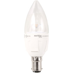 Meridian Lighting / LED 5W Dimmable Clear Candle Lamp SBC (B15d) 400lm