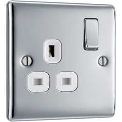 BG / BG Nexus Metal Polished Chrome 13A Switched Socket 1 Gang