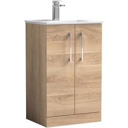 Nuie / nuie Arno Double Door Floor Standing Vanity Unit Bleached Oak 500mm With Minimalist Basin