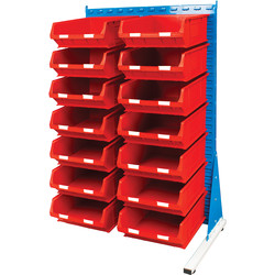 Barton Steel Louvre Panel Adda Stand with Red Bins 1600 x 1000 x 500mm with 14 TC6 Red Bins