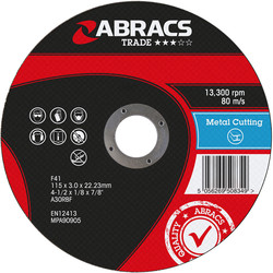 Abracs Abracs Trade Flat Metal Cutting Discs 115mm x 3mm x 22mm - 52653 - from Toolstation