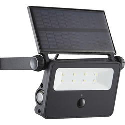 Zink / Zink 2W Solar Powered PIR Security Light IP44 Black 200lm Daylight White