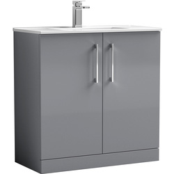 Nuie / nuie Arno Double Door Floor Standing Vanity Unit Satin Grey 800mm With Minimalist Basin