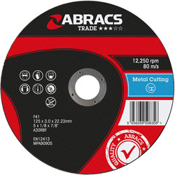 Abracs / Abracs Trade Flat Metal Cutting Discs 125mm x 3mm x 22mm