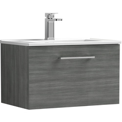 Nuie / nuie Arno Single Drawer Wall Hung Vanity Unit Anthracite 600mm With Minimalist Basin