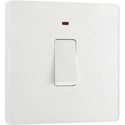 BG Evolve Pearlescent White (White Ins) 20A Switch, Double Pole With Power Led Indicator 